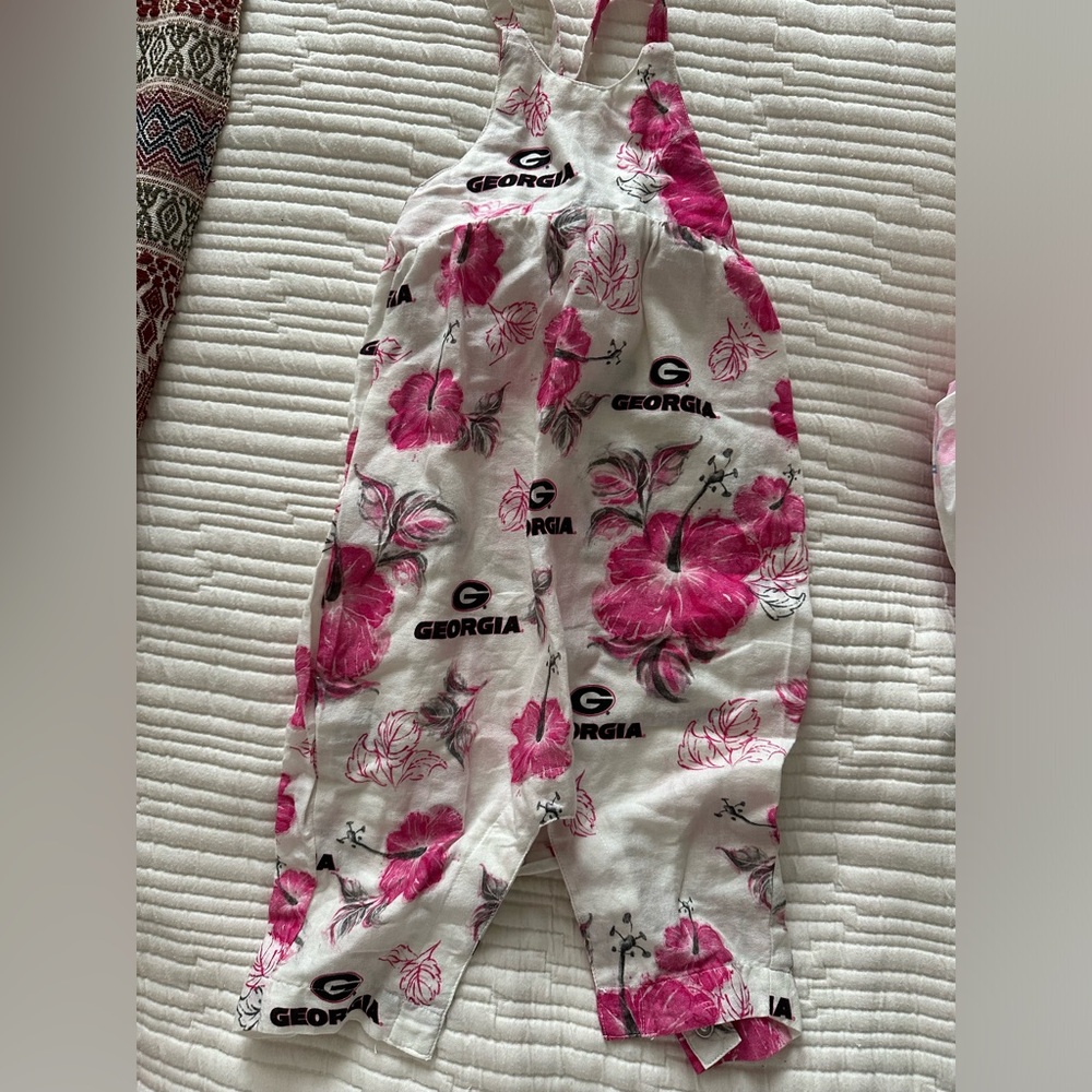 Georgia Bulldog pink floral print romper
